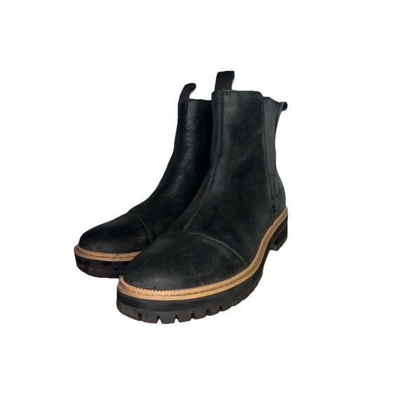 TOMS Dakota Water Resistant Black Leather Chelsea Lug Boot Bootie 9 US 40 EUR - Picture 3 of 12